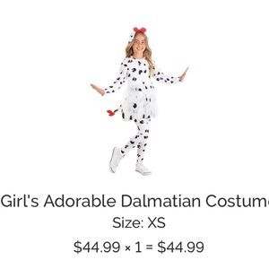 Dalmatian Kids Costume Size XS - 3 Piece